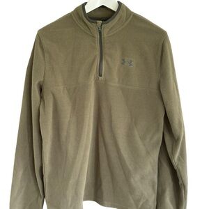 Under Armour Size Youth XL Olive Green Fleece Sweatshirt 1/4 Zip